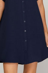 She + Sky Full Size Button Down Short Sleeve Woven Shirt Dress Plus Size OutfitFlow